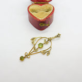 Peridot and Seed Pearl 9ct Yellow Gold Pendant Lavalier Antique Victorian c1890