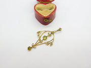 Peridot and Seed Pearl 9ct Yellow Gold Pendant Lavalier Antique Victorian c1890