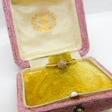 9ct Yellow Gold & Diamond Set Floral Cluster Ring Vintage c1970