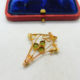 Edwardian 9ct Gold, Peridot & Seed Pearl Lavalier Pendant Antique c1910