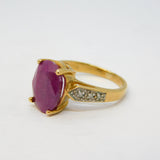 9ct Yellow Gold, Ruby & Diamond Dress Ring Vintage 2005 Birmingham
