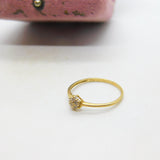 9ct Yellow Gold & Diamond Set Floral Cluster Ring Vintage c1970