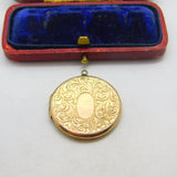 9ct Yellow Gold Back & Front Floral Pattern Double Locket Pendant Antique c1920