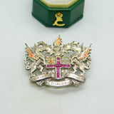 Sterling Silver, Ruby, Spinel & Enamel City of London Brooch Vintage 1995 London