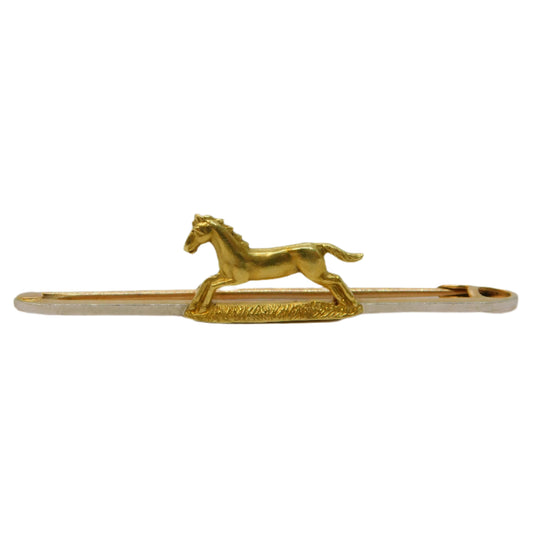 Edwardian 15ct Yellow Gold Horse Hunting or Racing Stock Pin Antique c1910