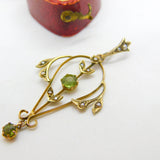 Peridot and Seed Pearl 9ct Yellow Gold Pendant Lavalier Antique Victorian c1890
