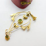 Peridot and Seed Pearl 9ct Yellow Gold Pendant Lavalier Antique Victorian c1890