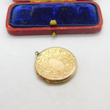 9ct Yellow Gold Back & Front Floral Pattern Double Locket Pendant Antique c1920