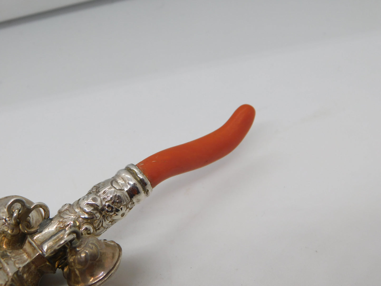 George III Sterling Silver & Coral Baby Rattle & Teether Antique c1780 London Robert Nash
