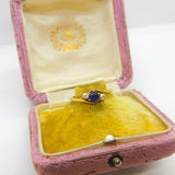 18ct Yellow Gold, Blue Sapphire & Diamond Set Crossover Ring Vintage c1960