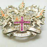 Sterling Silver, Ruby, Spinel & Enamel City of London Brooch Vintage 1995 London