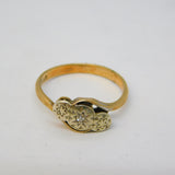 Edwardian 9ct Gold & Diamond Crossover Dress Ring Antique c1910
