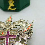 Sterling Silver, Ruby, Spinel & Enamel City of London Brooch Vintage 1995 London
