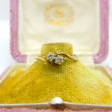 9ct Yellow Gold & 0.2ct Diamond Set Crossover Band Ring 2005 Birmingham