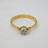 9ct Yellow Gold & 0.1ct Diamond Solitaire Ring Vintage c1970 Sheffield