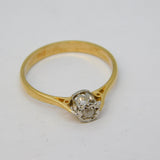 9ct Yellow Gold & 0.1ct Diamond Solitaire Ring Vintage c1970 Sheffield