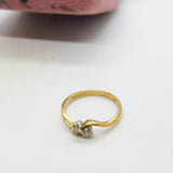 9ct Yellow Gold & 0.2ct Diamond Set Crossover Band Ring 2005 Birmingham