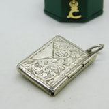 Edwardian Sterling Silver Floral Envelope Stamp Case Fob Antique 1909 Birmingham