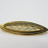 15ct Yellow Gold, Black Enamel, Woven Hair Mourning Brooch Antique 1917 Deco