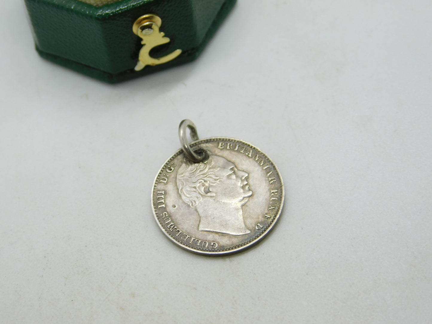 William IV Sterling Silver Maundy Fourpence Coin Fob Charm Antique 1835