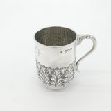 Victorian Sterling Silver Floral Pattern Christening Mug Antique 1897 London