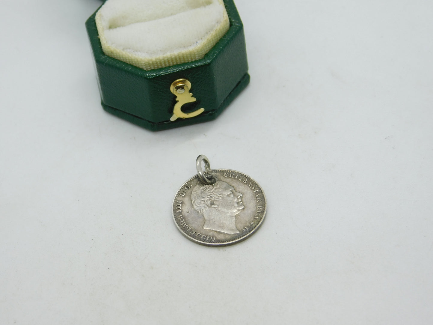 William IV Sterling Silver Maundy Fourpence Coin Fob Charm Antique 1835