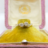 9ct Yellow Gold & 0.2ct Diamond Crossover Band Ring Vintage Birmingham c1970