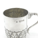 Victorian Sterling Silver Floral Pattern Christening Mug Antique 1897 London
