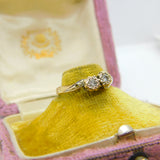 9ct Yellow Gold & 0.2ct Diamond Crossover Band Ring Vintage Birmingham c1970