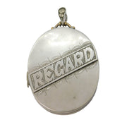 Large Victorian Silver Plated 'Regard' Paste Set Sweetheart Locket Antique c1880