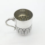 Victorian Sterling Silver Floral Pattern Christening Mug Antique 1897 London