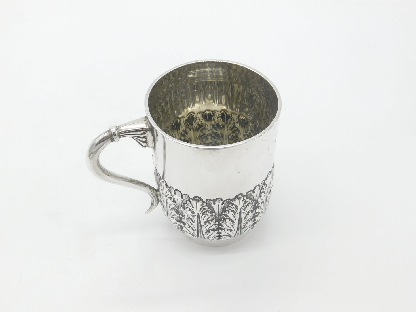 Victorian Sterling Silver Floral Pattern Christening Mug Antique 1897 London