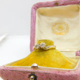 9ct Yellow Gold & 0.2ct Diamond Crossover Band Ring Vintage Birmingham c1970