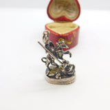 St George Slaying Dragon Sterling Silver Intaglio Centurion Seal Fob Antique