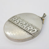 Large Victorian Silver Plated 'Regard' Paste Set Sweetheart Locket Antique c1880