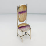 Sterling Silver & Derbyshire Blue John Dining Chair Ornament 1989 Sheffield