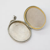 Large Victorian Silver Plated 'Regard' Paste Set Sweetheart Locket Antique c1880