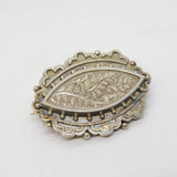 Victorian Sterling Silver Fern Pattern Mourning Brooch Antique 1885 Birmingham