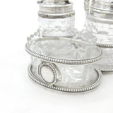 Victorian Sterling Silver & Cut Glass Cruet Set Antique 1877 Birmingham