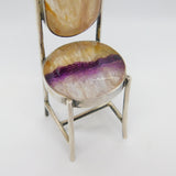 Sterling Silver & Derbyshire Blue John Dining Chair Ornament 1989 Sheffield