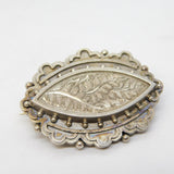 Victorian Sterling Silver Fern Pattern Mourning Brooch Antique 1885 Birmingham