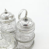 Victorian Sterling Silver & Cut Glass Cruet Set Antique 1877 Birmingham