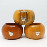 20th Century Australian Treen & Sterling Silver Tasmania Napkin Rings Set c1930