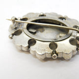 Victorian Sterling Silver Fern Pattern Mourning Brooch Antique 1885 Birmingham