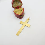 9ct Yellow Gold Cross Pendant English Chester Assay Art Deco 1939 Antique