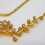 Edwardian 18ct Yellow Gold & Seed Pearl Floral Lavalier Necklace Antique c1910