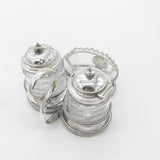 Victorian Sterling Silver & Cut Glass Cruet Set Antique 1877 Birmingham