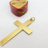 9ct Yellow Gold Cross Pendant English Chester Assay Art Deco 1939 Antique