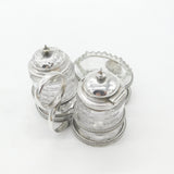 Victorian Sterling Silver & Cut Glass Cruet Set Antique 1877 Birmingham