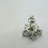 9ct White Gold, Tanzanite & Diamond Floral Stud Earrings Vintage c2000